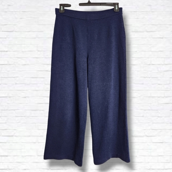 St. John Basics Navy Blue Santana Knit Pull On Straight Leg Trouser Pants Sz 10 - Picture 2 of 13